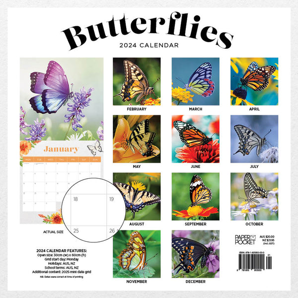 2024 Butterflies Calendar – Back Cover