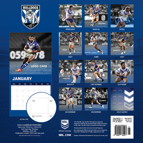 2024 Nrl Canterbury Bankstown Bulldogs Calendar – Back Cover