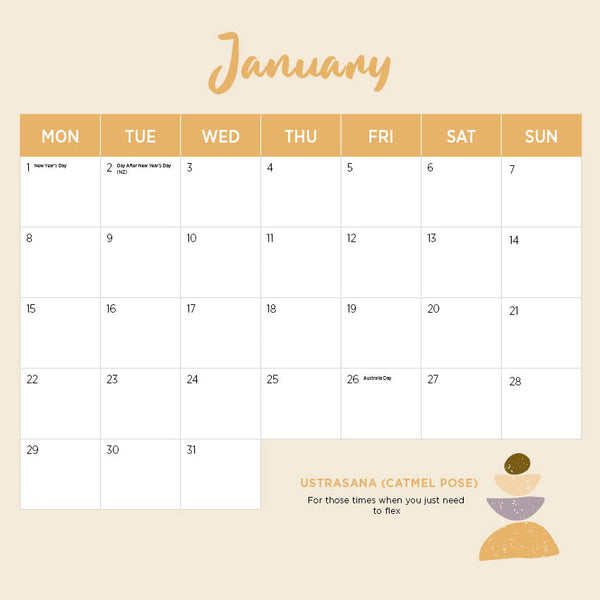 2024 Cat Yoga Calendar – Month Overview
