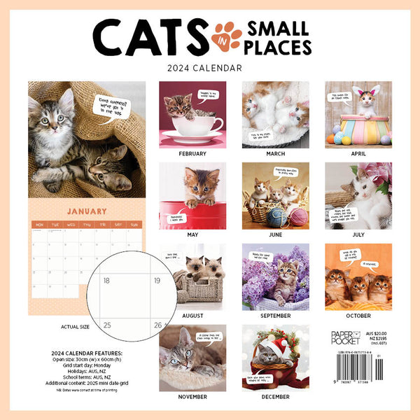2024 Cats In Small Places Calendar – Back Cover