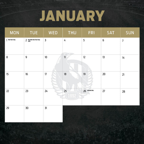 2024 Afl Collingwood Magpies Calendar – Month Overview