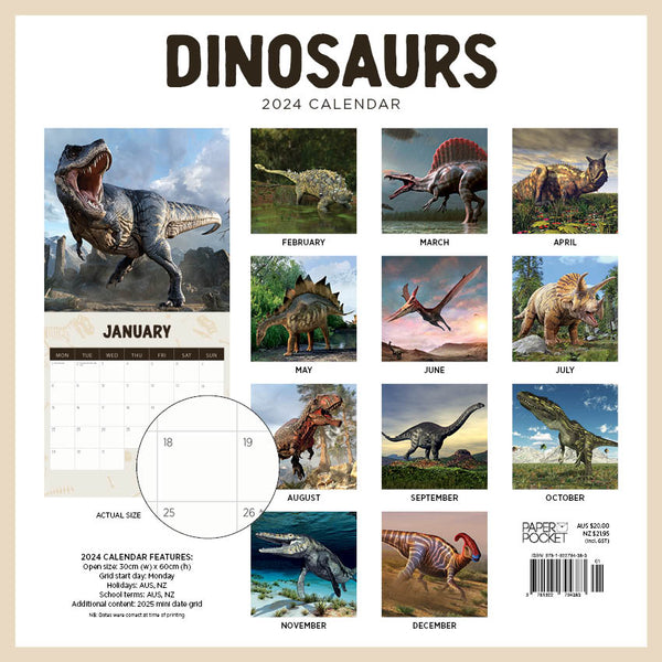 2024 Dinosaurs Calendar – Back Cover