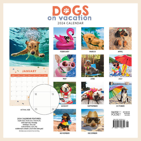 2024 Dogs On Vacation Calendar – Back Cover