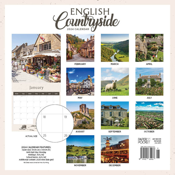 2024 English Countryside Calendar Paper Pocket