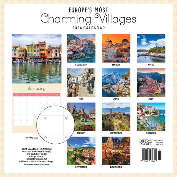 2024 Europe's Most Charming Villages Calendar – Back Cover