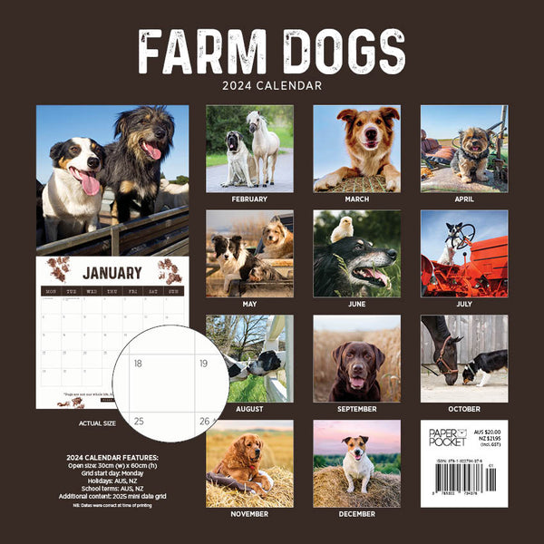 2024 Farm Dogs Calendar – Back Cover
