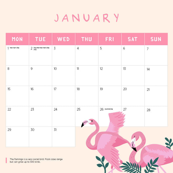 2024 Flamingos Calendar – Month Overview