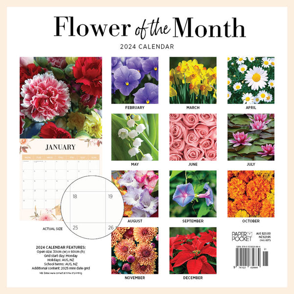 2024 Flower Of The Month Calendar – Back Cover