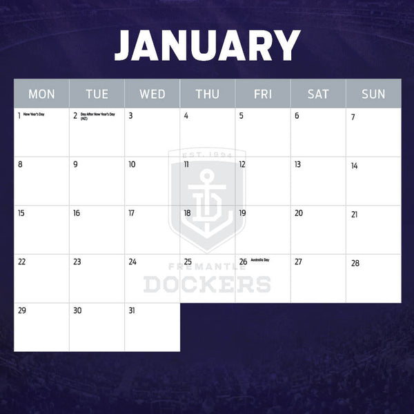 2024 Afl Fremantle Dockers Calendar – Month Overview