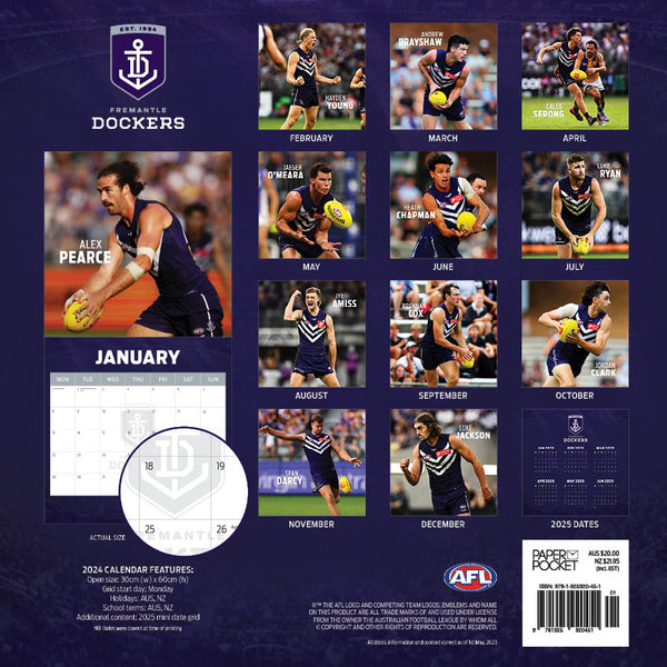 2024 Afl Fremantle Dockers Calendar – Back Cover