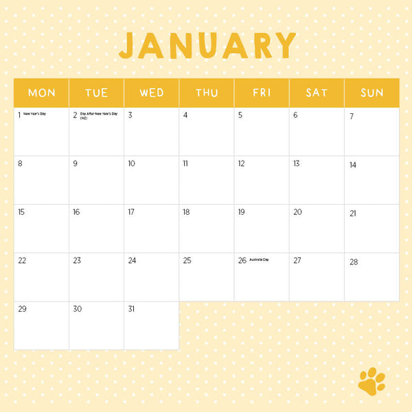 2024 Fur Friends Calendar – Month Overview