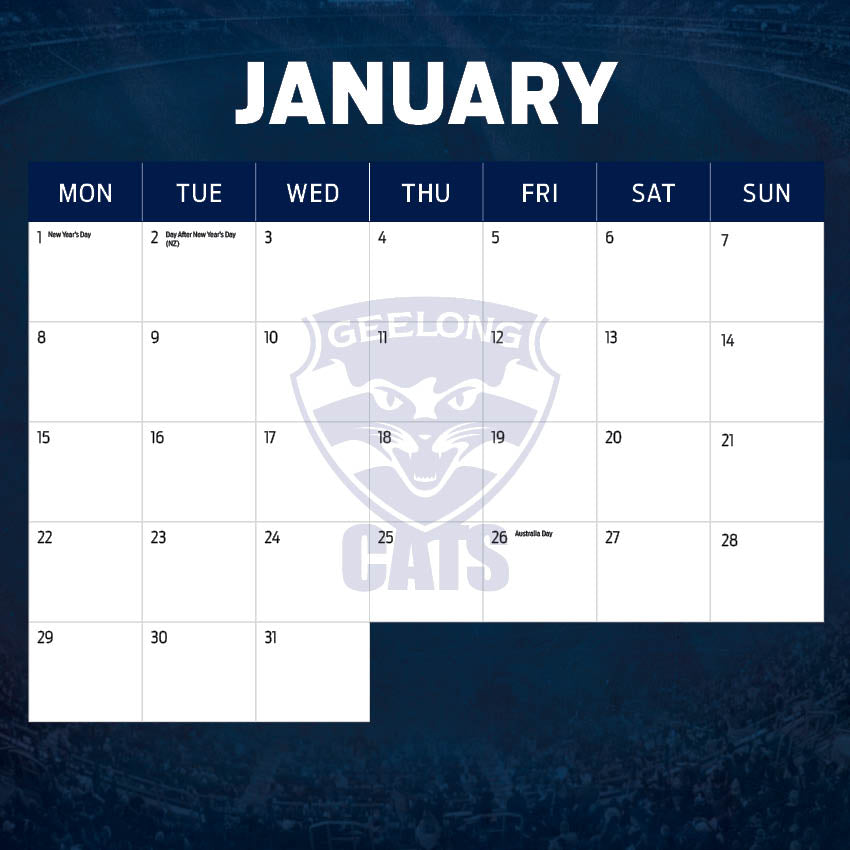 2024 AFL Geelong Cats Calendar Paper Pocket