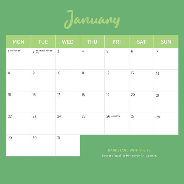 2024 Goat Yoga Calendar – Month Overview
