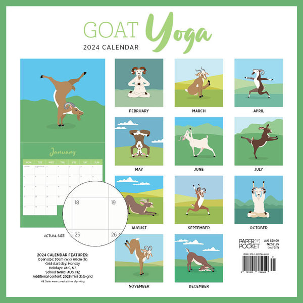 2024 Goat Yoga Calendar – Back Cover