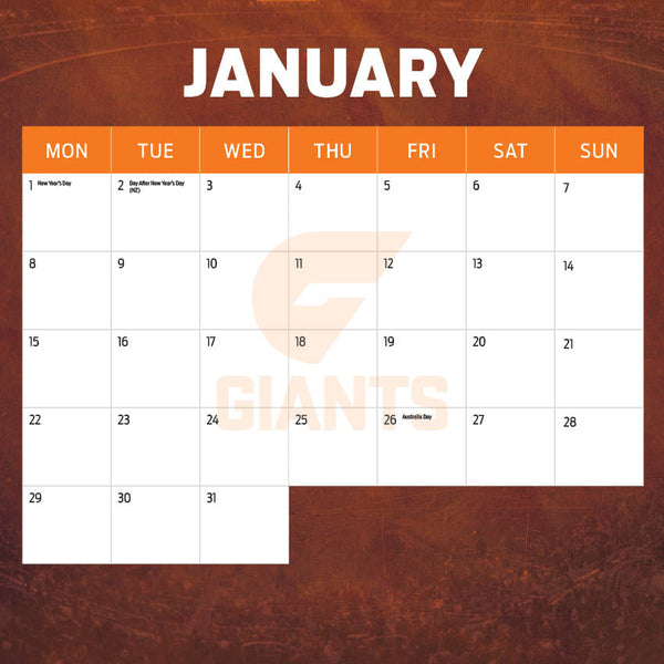2024 Afl Greater Western Sydney Giants Calendar – Month Overview