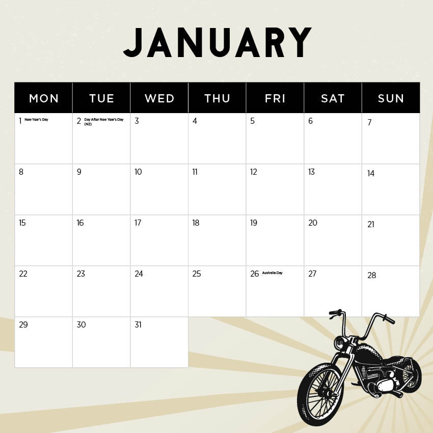 2024 Harley Davidson Calendar Paper Pocket
