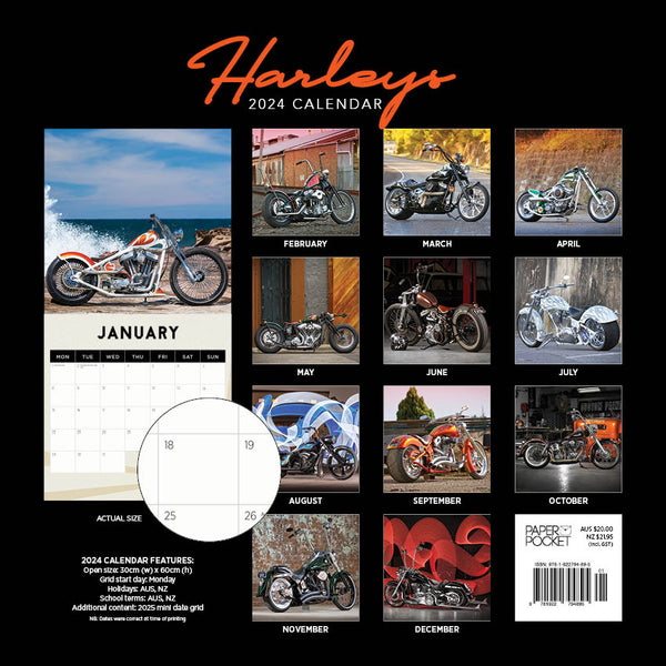 2025 Harley Davidson Calendar Paper Pocket