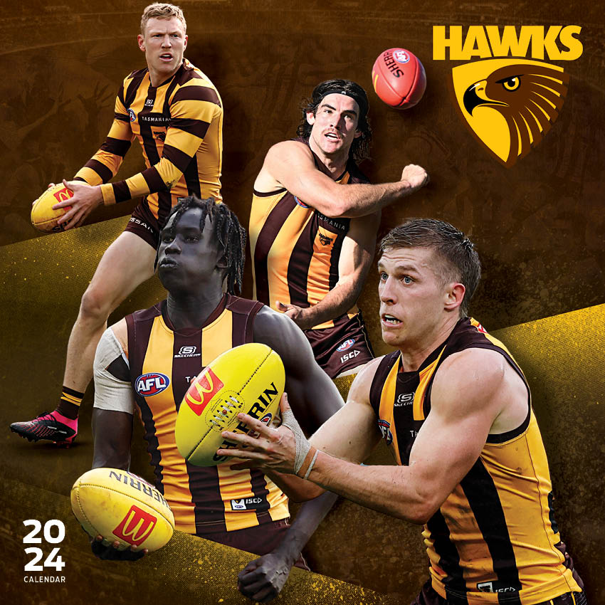 2024 AFL Hawthorn Hawks Calendar Paper Pocket