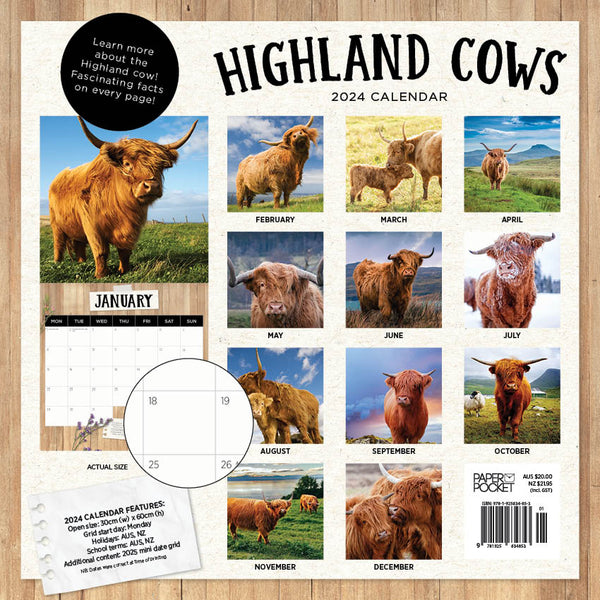 2024 Highland Cows Calendar – Back Cover