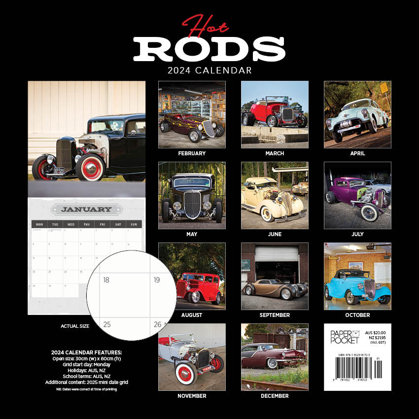 2025 Hot Rods Calendar Paper Pocket