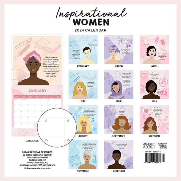 2024 Inspirational Women Calendar Paper Pocket