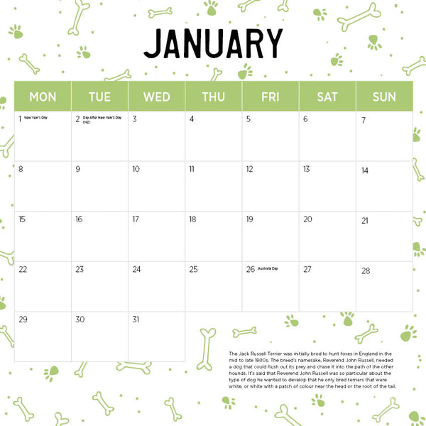 2024 Jack Russell Terrier Calendar – Month Overview
