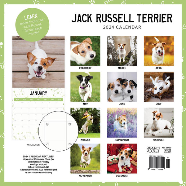 2024 Jack Russell Terrier Calendar – Back Cover