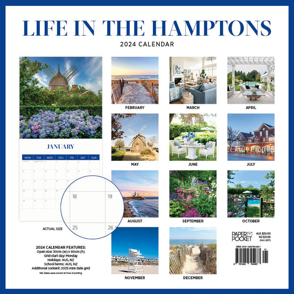 2024 Life in the Hamptons Calendar Paper Pocket