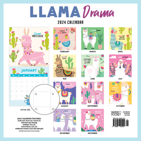 2024 Llama Drama Calendar – Back Cover