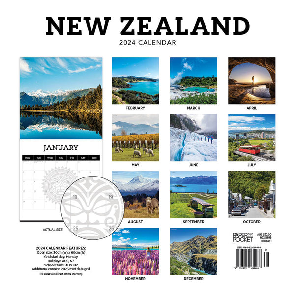 2024 New Zealand Calendar – Back Cover