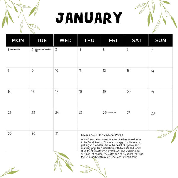 2024 Our Australia Calendar – Month Overview
