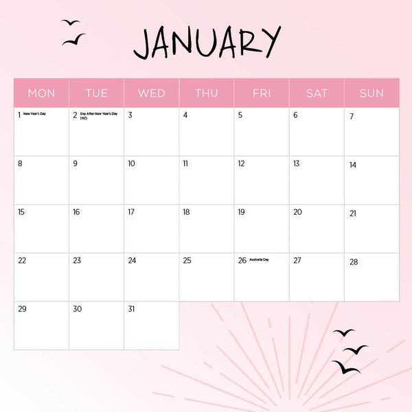 2024 Our Australia Coast To Coast Sunrises Calendar – Month Overview