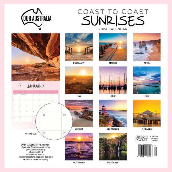 2024 Our Australia Coast To Coast Sunrises Calendar – Back Cover
