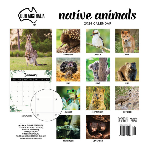 2024 Our Australia Native Animals Calendar – Back Cover