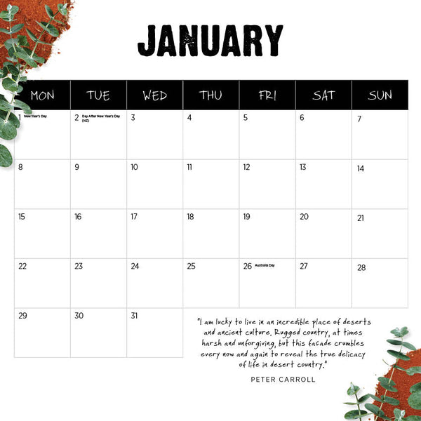 2024 Our Australia Outback Calendar – Month Overview