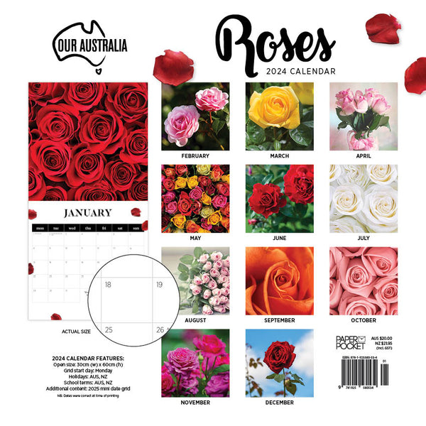 2025 Our Australia Roses Calendar Paper Pocket