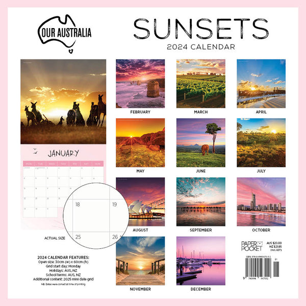 2024 Our Australia Sunsets Calendar – Back Cover