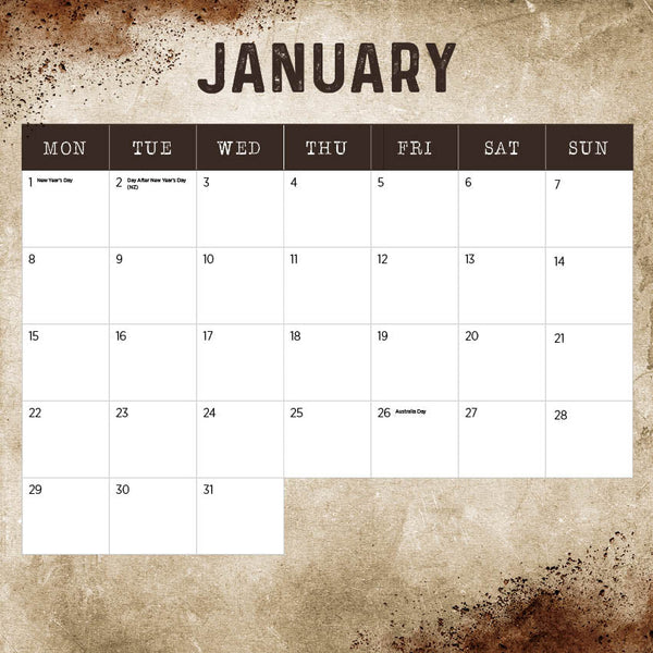2024 Our Australia Working Class Man Calendar – Month Overview