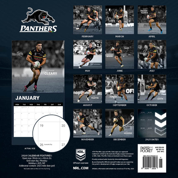 2024 NRL Penrith Panthers Calendar Paper Pocket