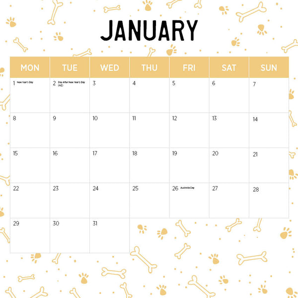 2024 Puppies Calendar – Month Overview