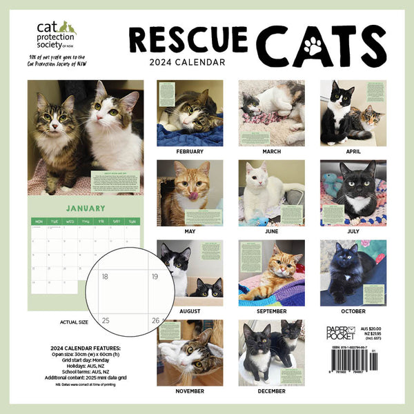 2024 Rescue Cats Calendar – Back Cover