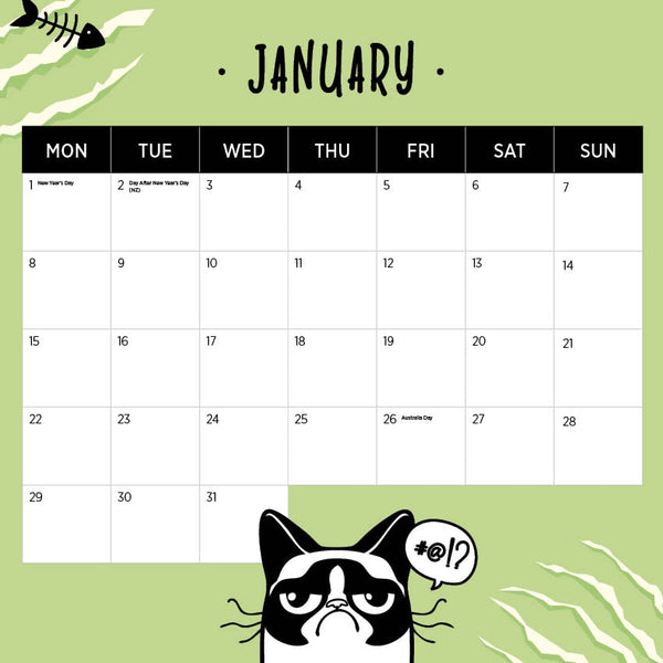 2024 Snappy Cat Calendar – Month Overview
