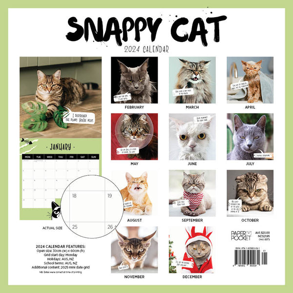 2024 Snappy Cat Calendar – Back Cover