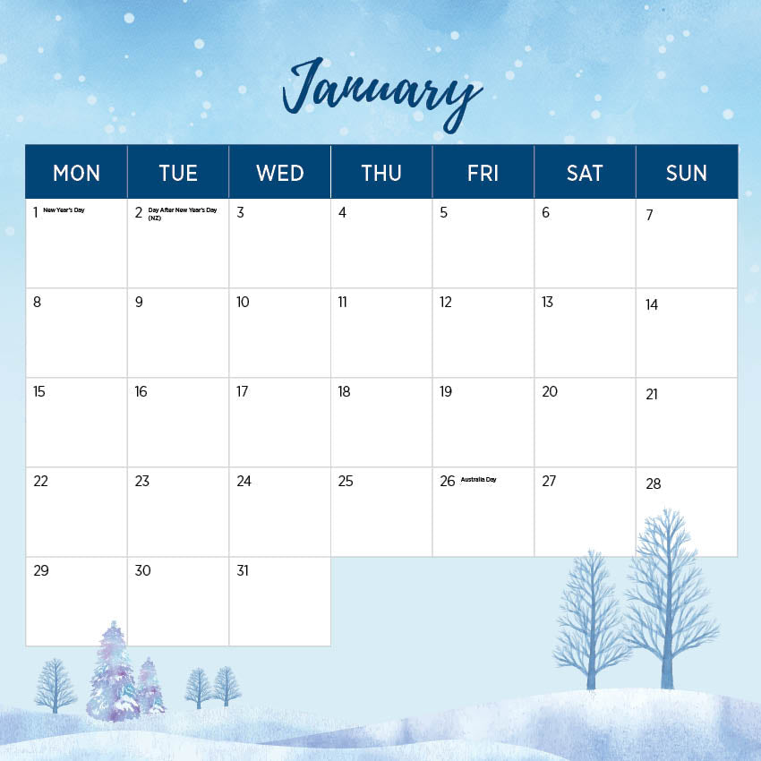 2024 Snow Fields and Villages Calendar Paper Pocket