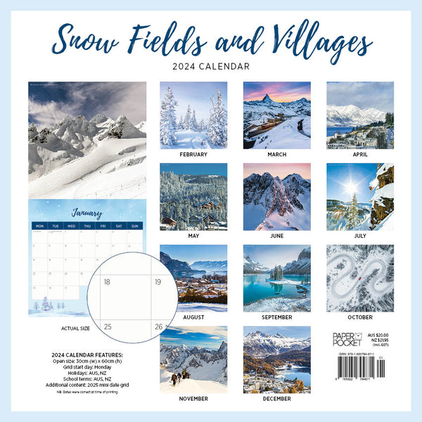 2024 Snow Fields And Villages Calendar – Back Cover