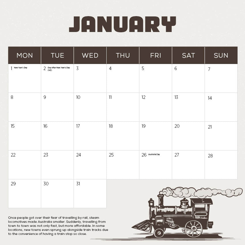 2024 Steam Trains Calendar Paper Pocket