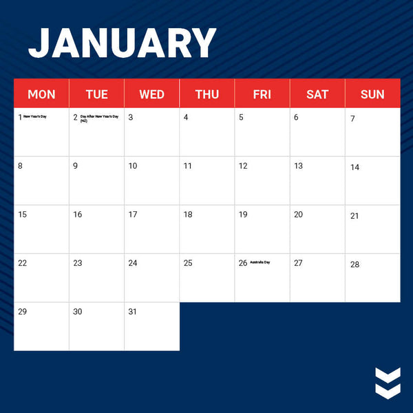 2024 Nrl Sydney Roosters Calendar – Month Overview