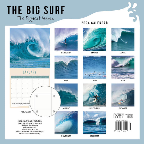 2024 The Big Surf Biggest Waves Calendar – Back Cover