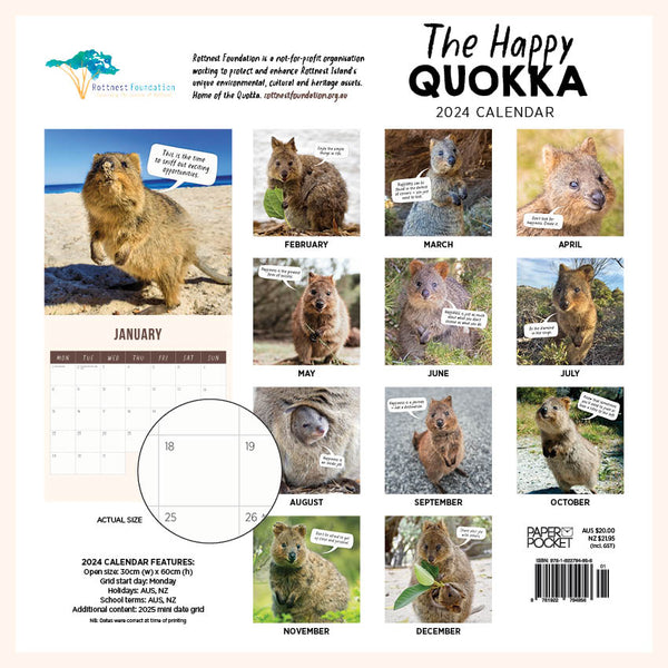 2024 The Happy Quokka Calendar – Back Cover