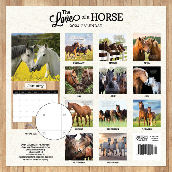 2024 The Love Of A Horse Calendar – Back Cover